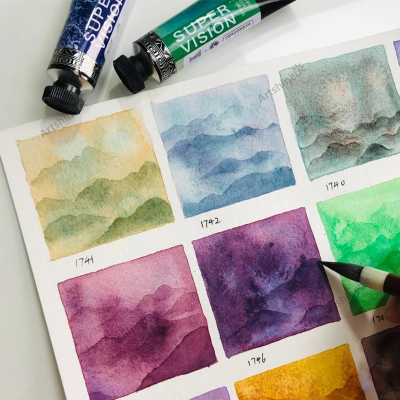 Watercolor Paint 15ML Super Vision Layered Watercolor Paint and Half Pan Solid Mineral Texture Antique Vintage Precipitation Color For Artists