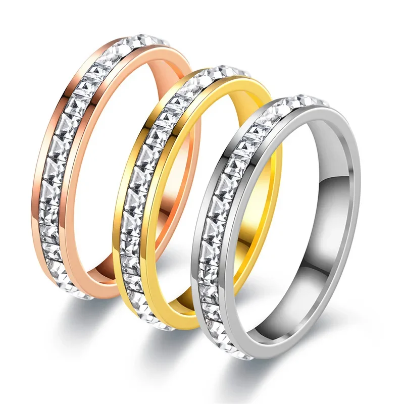 4mm/8mm Stainless Steel Lover Couples's Men Women CZ Cubic Zircon Rings Rose Gold Color Fashion Jewelry Size 4 5 6 7 8 9 10 11 finger rings fashion rings zircon rings fashion ring couple rings crystal rings stainless steel rings metal rings