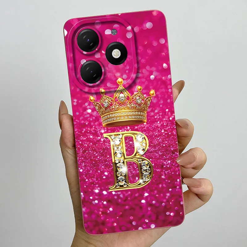 Crown Letter Silicone Soft Phone Case with Camera Protection and Back Cover Bumper