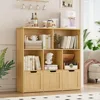 Toy Storage Organizer with Movable Drawers, Floor Storage Cabinet Toy Chest with Hidden Wheels and Storage Cubbies,Storage Chest 3