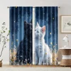 2 pcs, filtering curtains (excluding rods, non-movable, without batteries) Adorable Cat Snuggles for use in bedrooms and living 1