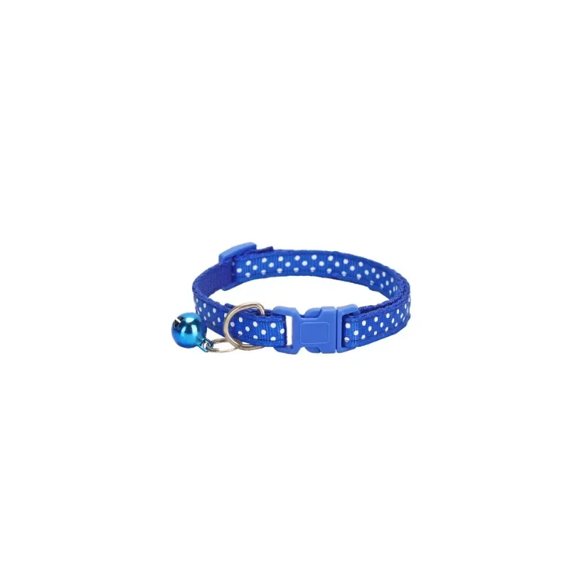 Reflective Elastic Pet Collar with Adjustable Security and Bell, Polka Dot Design