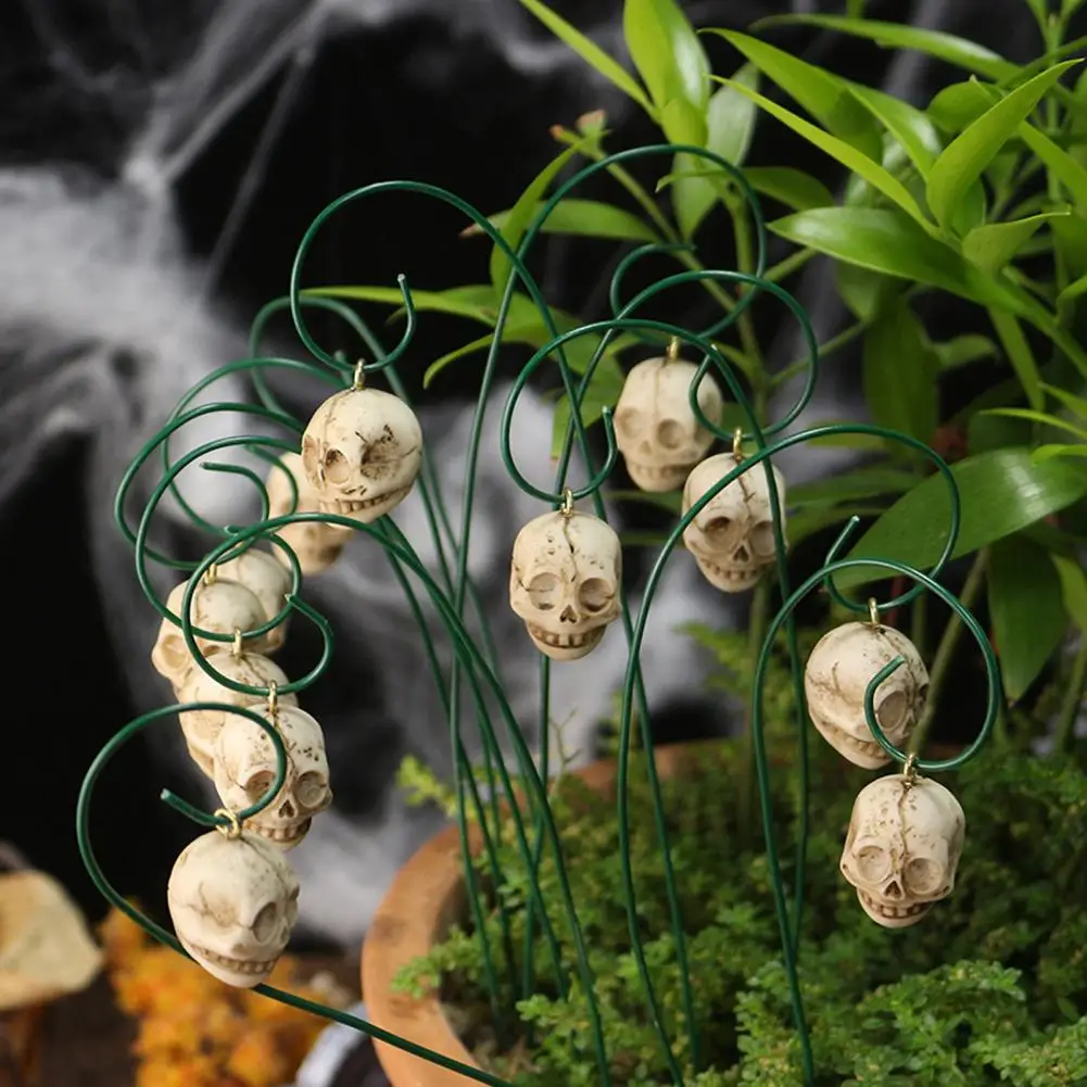 Description Picture 5 of item12pcs Halloween Skull Decoration Set Bendable Wire Stake Planter Inserts for Garden Decor Skull Themed Accessories