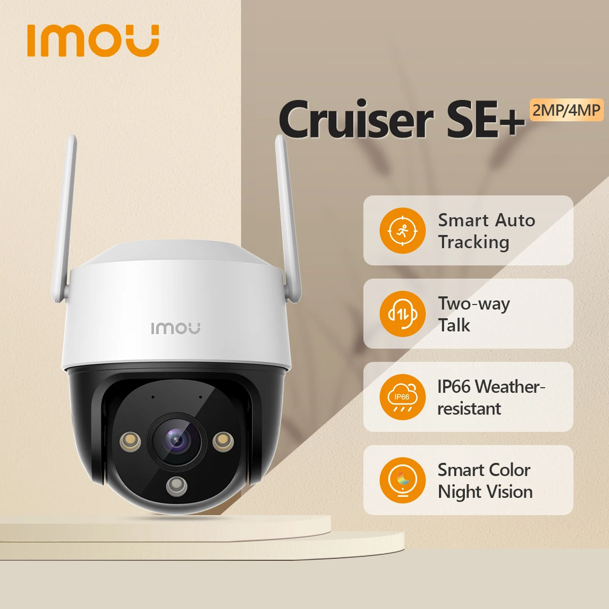 IMOU-cámara de detección humana para exteriores Cruiser SE + 2MP/4MP, wifi,  IP66, resistente a la intemperie, Zoom Digital 8X, visión nocturna, IA -  AliExpress