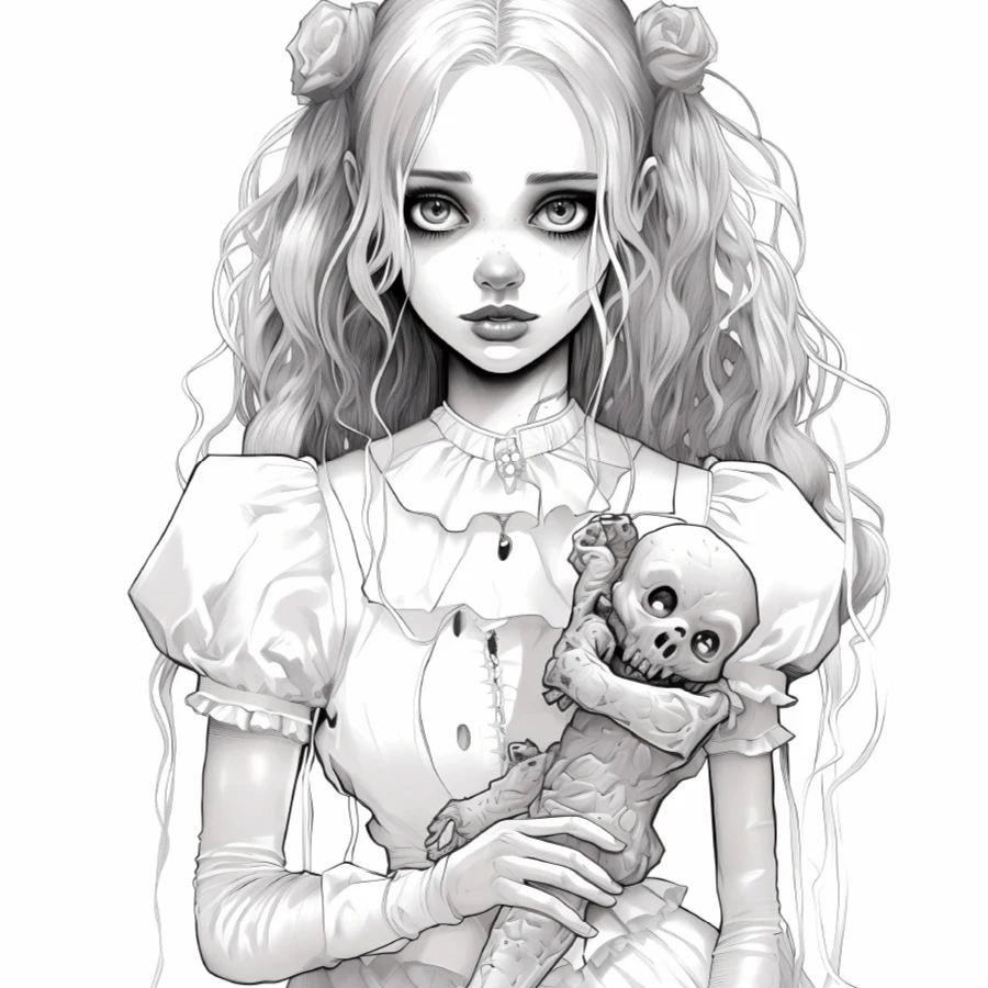 Horror Doll Coloring Book: Stress-Relief Graffiti Art
