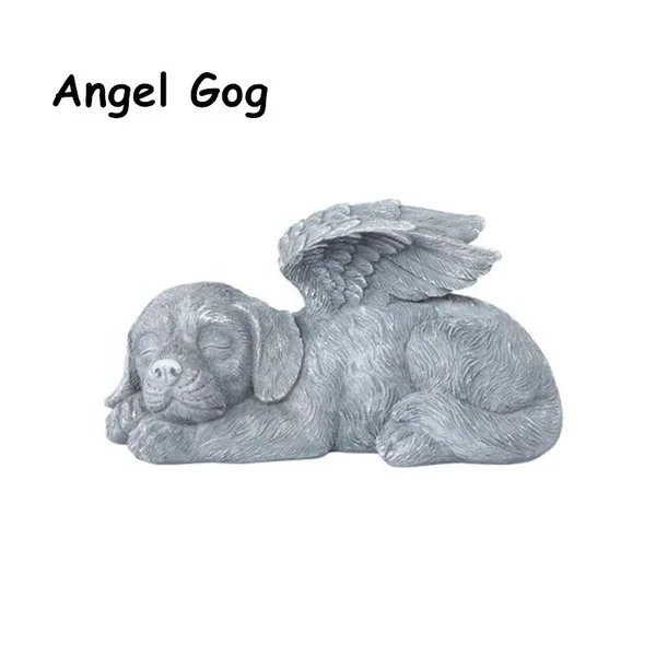 Resin Angel Dog Cat Statue Garden Decor Puppy Tombstone Sculpture Ornaments Gifts For Yard Home Decoration Living Room Supplies