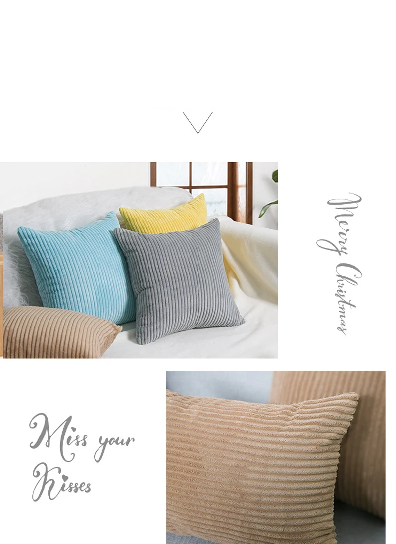 Corduroy Striped Cushion Cover Decorative Use
