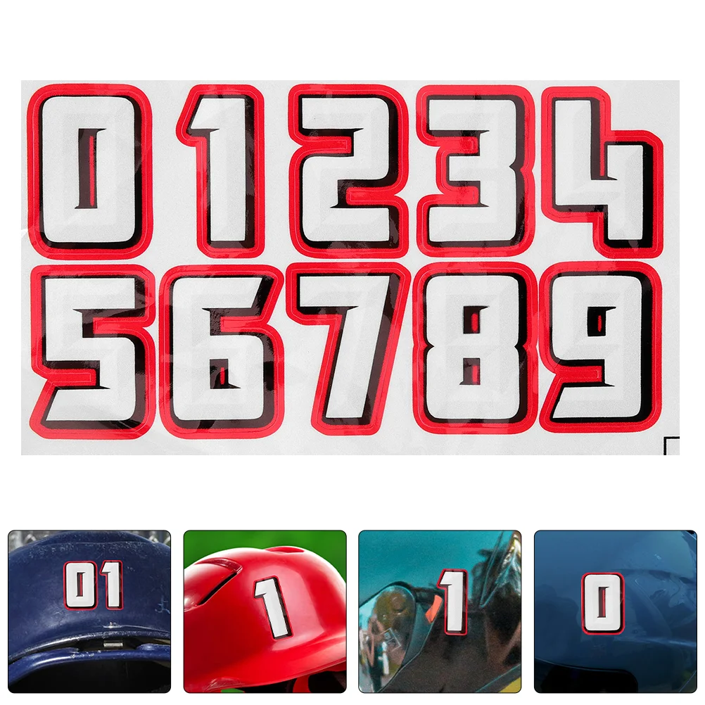 

2 Sets Number Sticker Hockey Motorcycle Helmets Numbers Numbered Stickers Small Reflective Film Football Decals