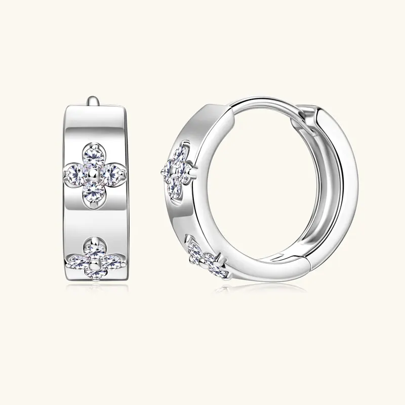 Silver Moissanite Hoop Earrings