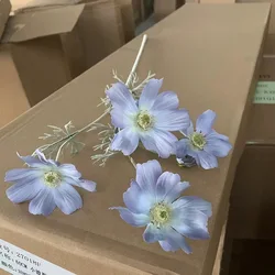 Elegant Silk Chamomile Flower - White Daisy Artificial Decoration for Weddings and Home Decor (Light Blue)