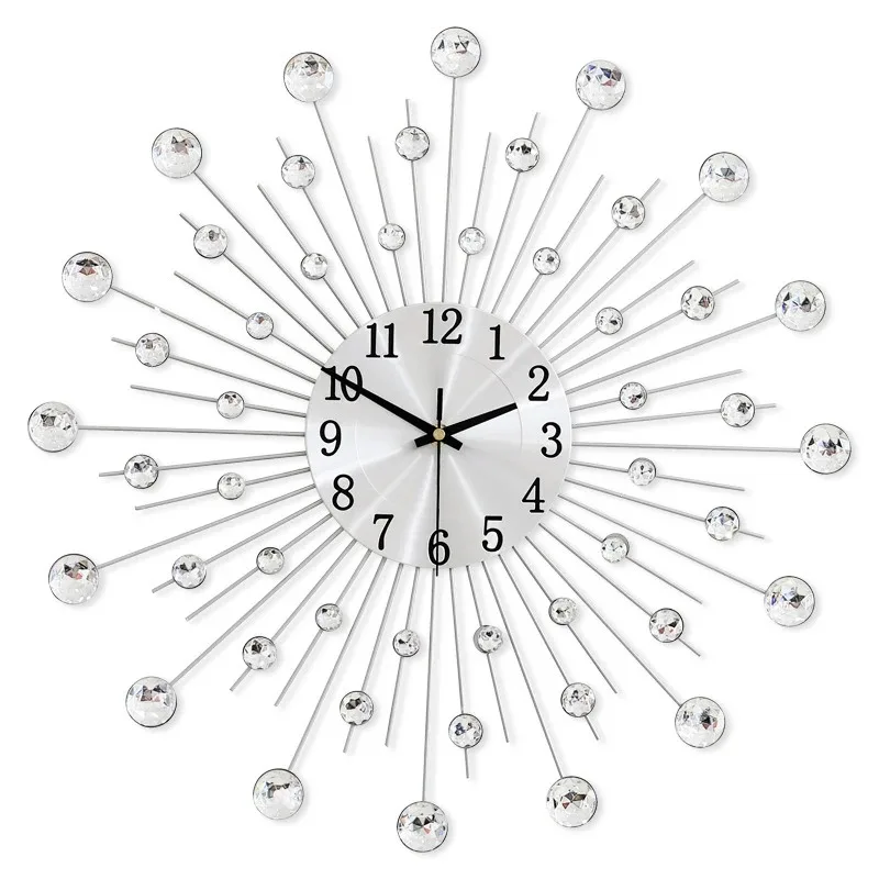 Description Picture 5 of itemGypsophila Diamond Fashion Wall Clock Wrought Iron Clock European Style Creative Decoration Clock Vintage Metal Art Wall Clock