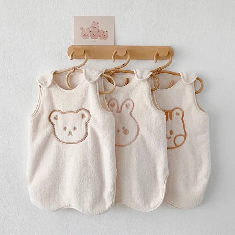 Kids Sleeping Bag Cartoon Baby Thick Warm Fleece Blanket Sleepers Soft Anti-kick