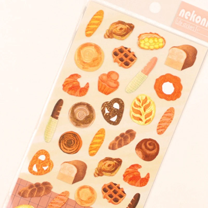Aesthetic Bread Fruit Stickers Scrapbooking Journal Supplies Album Planner Notebook Decoration DIY Hobby Sticker