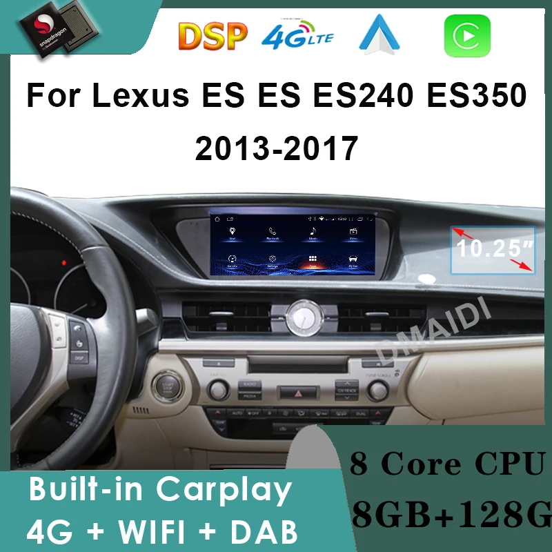 

10.25" Car Monitor Android 12 Radio GPS Multimedia Player For Lexus ES240 ES250 ES350 ES300h 2013-2017 Carplay Autoradio 4G WIFI