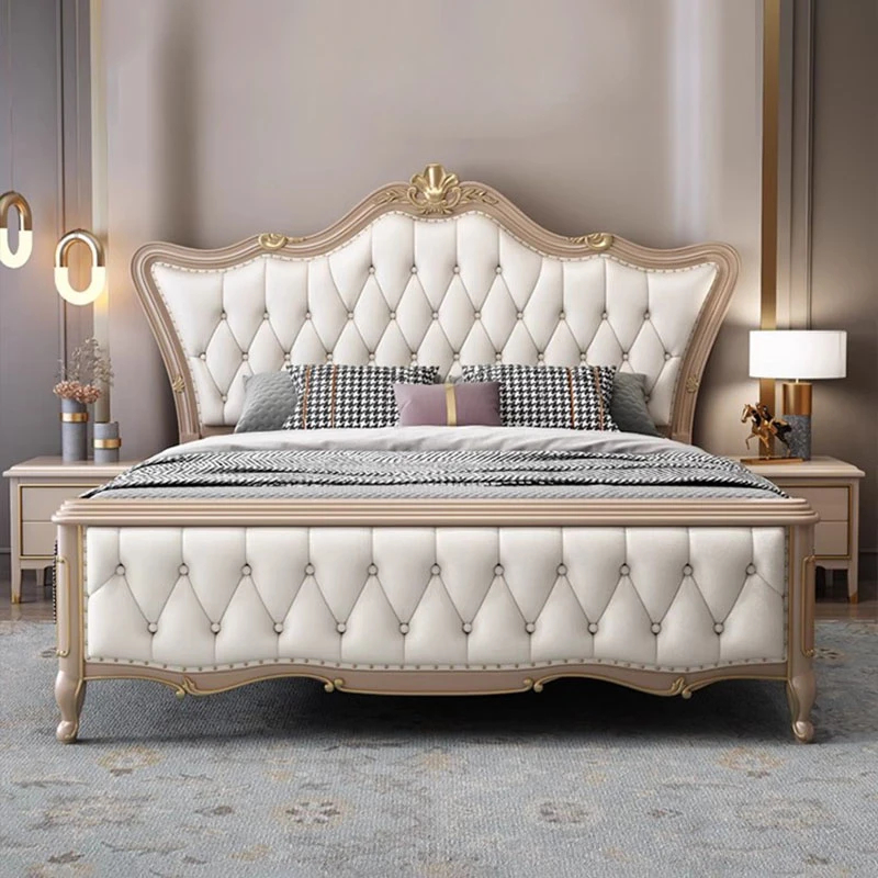 

Queen Size Nordic Double Bed Simple Modern White Wood Floor European Twin Bed Storage Space Girl Cama De Casal Bedroom Furniture