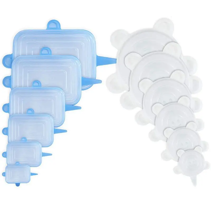 12 Pack Round + Rectangle,silicone Stretch Lids Reusable, Food Storage