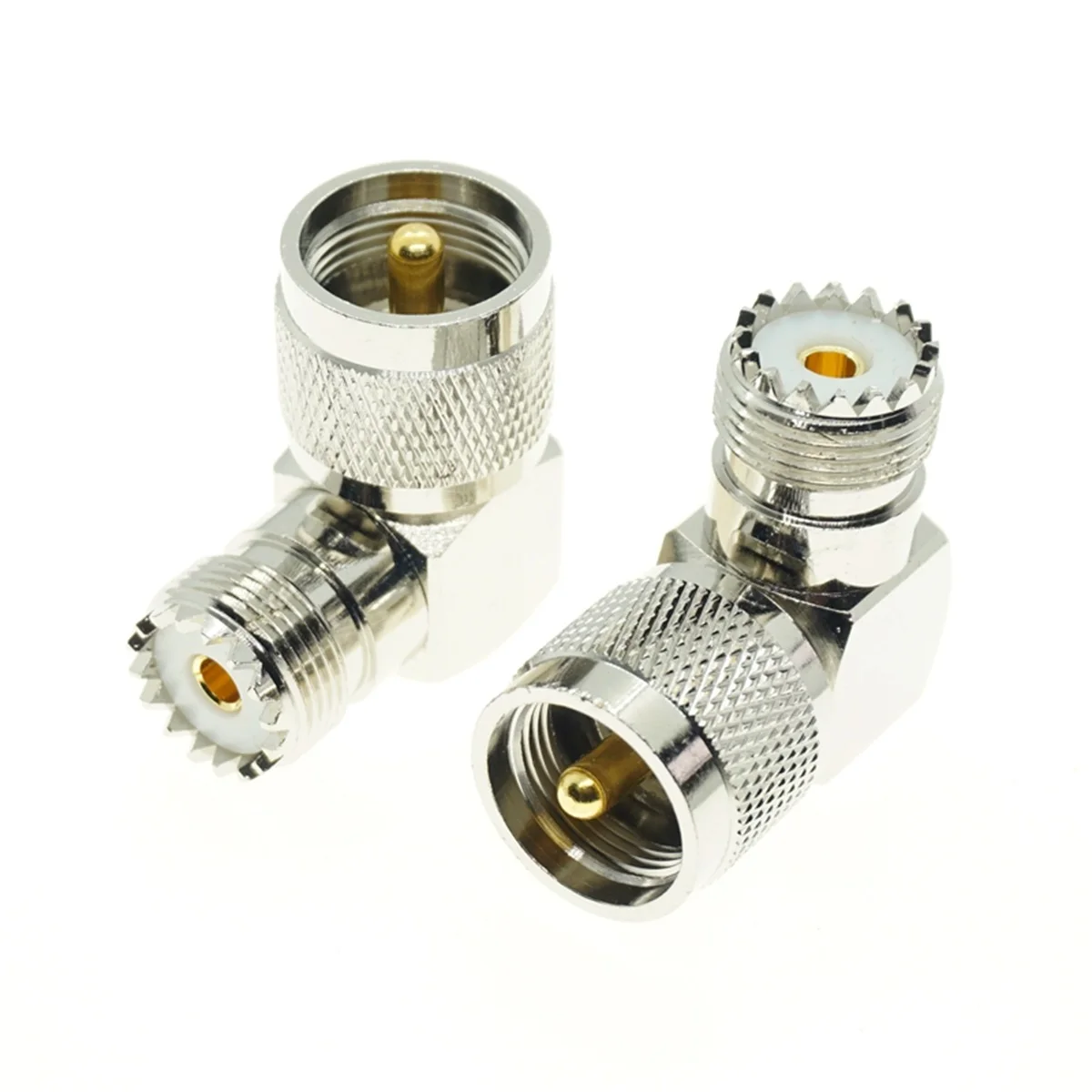 Coaxial Cable Connector RF Connector Adapter Coaxial Connector RF Connector Cable Connector UHF Male PL-259 Plug to UHF Female SO-239 JACK 90 Degree Right Angle RF Adapter