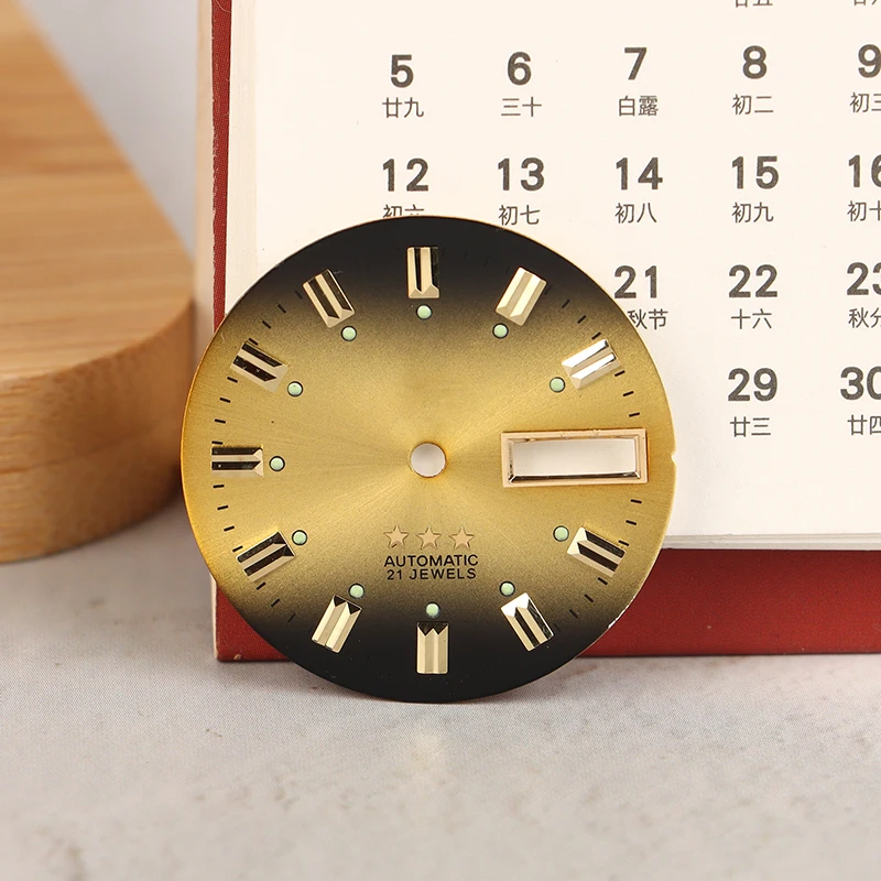 Vintage Dual Calendar Dial with 3 Stars - Men's Watch DIY Accessory