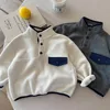 4014 Children's Polo Shirt Double-sided Velvet Half Zipper Coat for Boys and Girls Autumn Winter Plus Velvet Bottoming Shirt