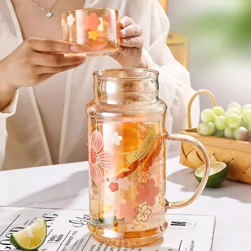 High Borosilie Glass Cold Water Pot Tea Brewing Jug Juice Bottle Heat Resistant Home Use Chinese Sle Water Cup