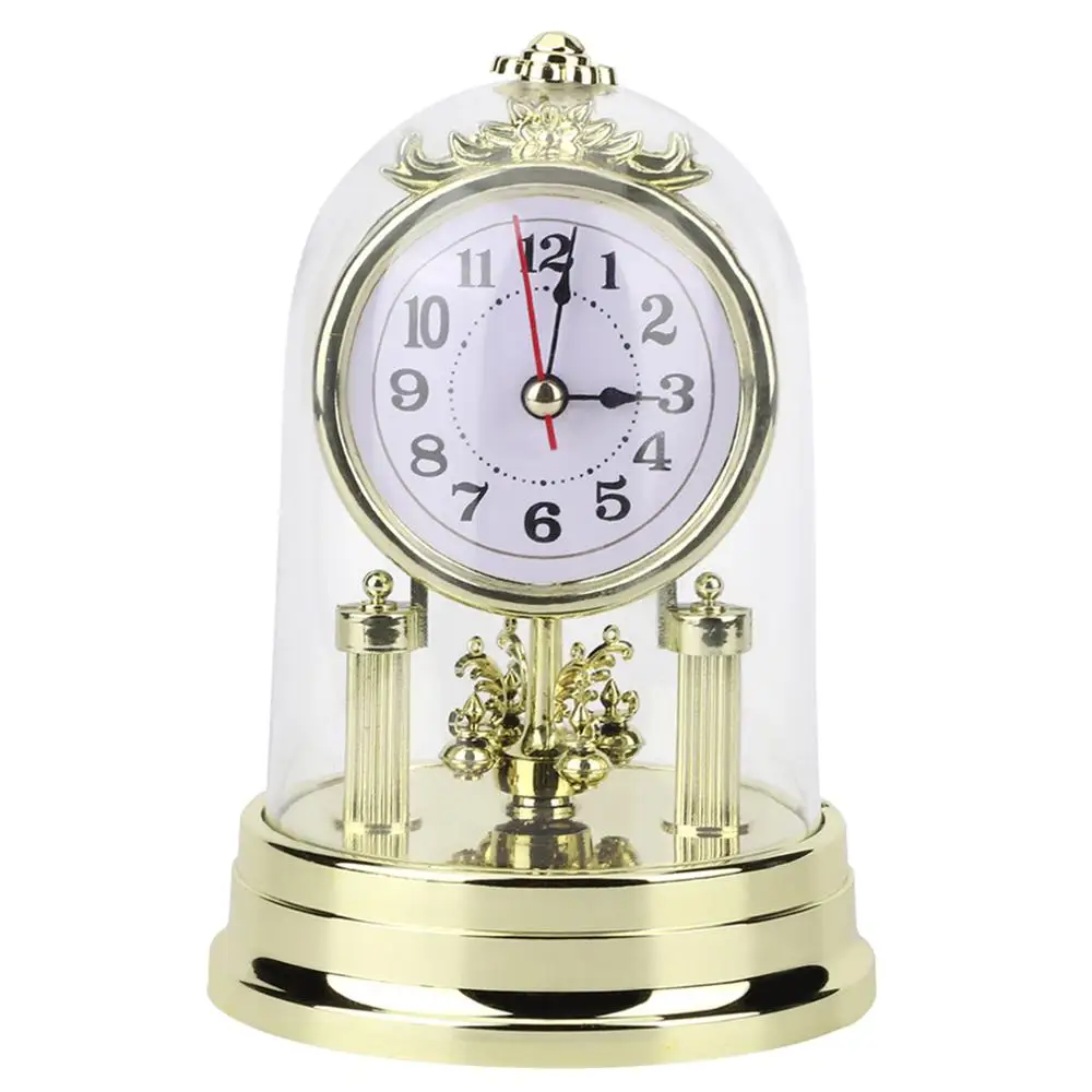 Digital Clock LCD Digital Clock Digital Desk Clock Digital Table Clock Mini Desk Clock Wall Clocks Retro Telephone Alarm Clock Nixie Tube Clock European Retro Gold Plastic Silent Table Clock Home Living Room Decoration Electronic Desktop Clock With Clear Cover