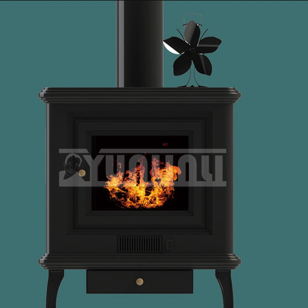 Thermal power fireplace fan 5 Blades Heat Powered Stove Fan,Fan Heater Tool Efficient Heat Distribution