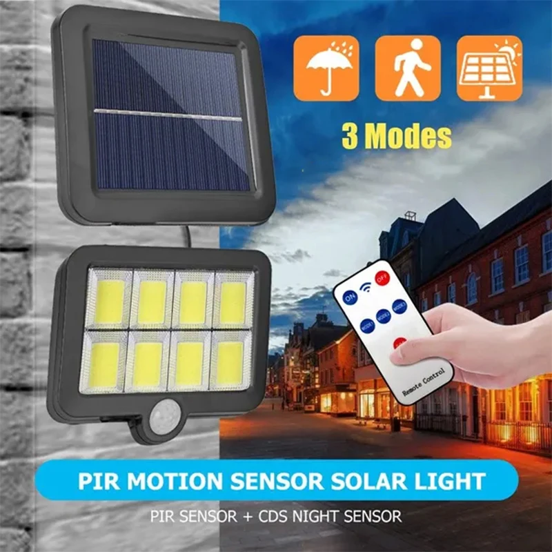 

160COB Солнечный разделенный настенный светильник, 3 режима, водонепроницаемый датчик движения, сад, улица, светильники, лампа с солнечной батареей, сад, безопасность, настенный светильник