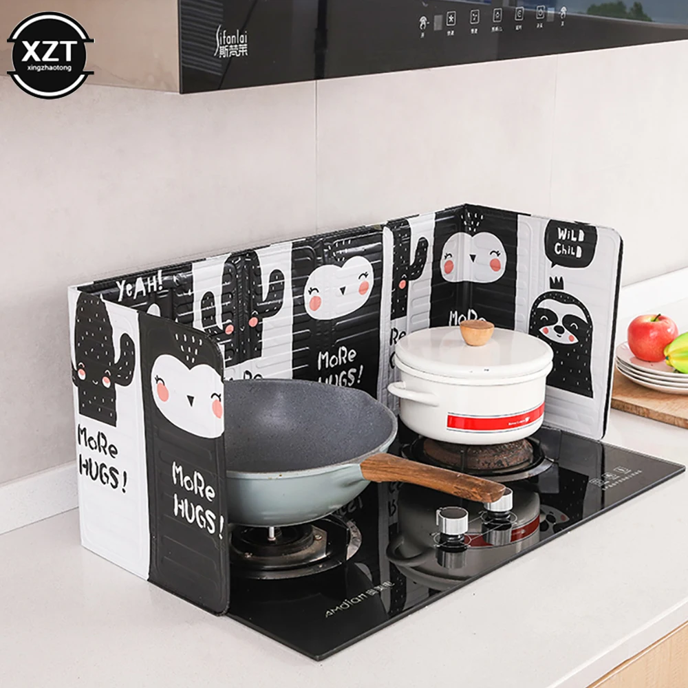 Aluminum Foldable Kitchen Gas Stove Baffle Plate Kitchen Frying Pan Oil Splash Protection Screen Home Cooking Tools