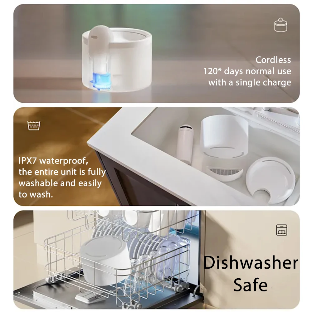 Pet Water Fountain Pet Water Dispenser Hiigge Cat Water Fountain 70mai Wireless Automatic Water Dispenser for Dog Cordless Pet Drinker with data analysis