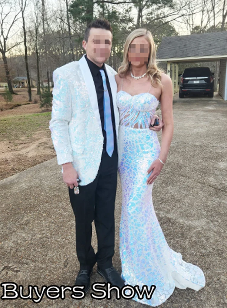 Mens Blazer Shiny White Sequin Glitter Tuxedo Blazer Men New Shawl Collar One Button Dress Suit Jacket Mens Wedding Party Stage Clothes mens blazer