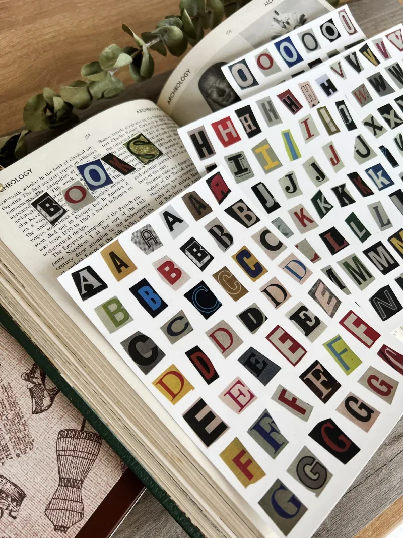 Alphabet Label Stickers Korea Ins English Alphabet Number Symbol Label Sticker DIY Scrapbooking Journal Base Collage Diary Album Happy Plan Decoration alphabet label stickers