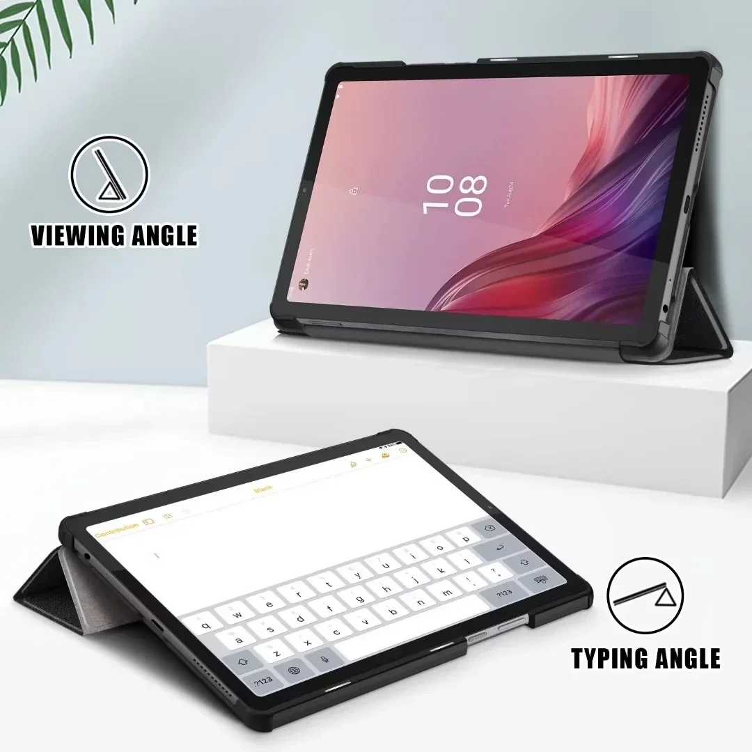 Couro Tablet Capa Magnética Tri-fold Stand Funda Coque Filme e Caneta Lenovo Tab m9 2023 Case Tb310fu Tb310xc 90 in Novo pu - Imagem 6