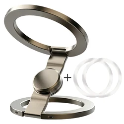 Double - Sided Magnetic Suction Shimmering Powder Phone Holder - 360° Rotatable Ultra Light & Thin Design (GRAY)