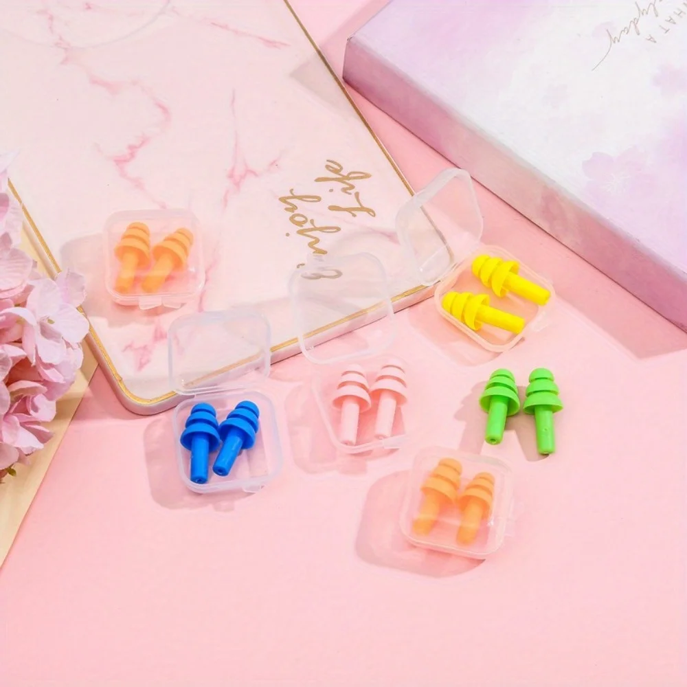 2pcs Soft Ear Plug Waterproof Comfort Colorful Silicone Earplugs Ear Protection Sound Insulation Anti-Noise for Sleep Swimming