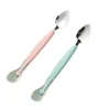 Stainless Steel Baby Cutlery Silicone Double Head Scraping Fruit Puree Spoon Complementary Food Spoon 5