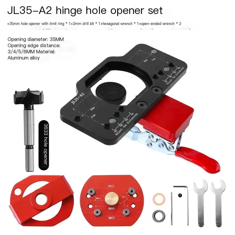 Woodworking 3 In 1 Doweling Jig Kit Wood Dowel Punch Locator Aluminum 35mm Pocket Hole Jig, Cabinet Hole Drill Guide Tool