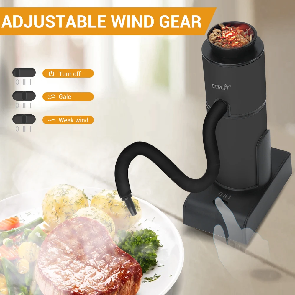 Smoke Infuser BORUIT Portable Molecular Cuisine Smoking Gun Food Cold Smoke Generator Meat Burn Smokehouse Cooking Tool Kitchen Accessories