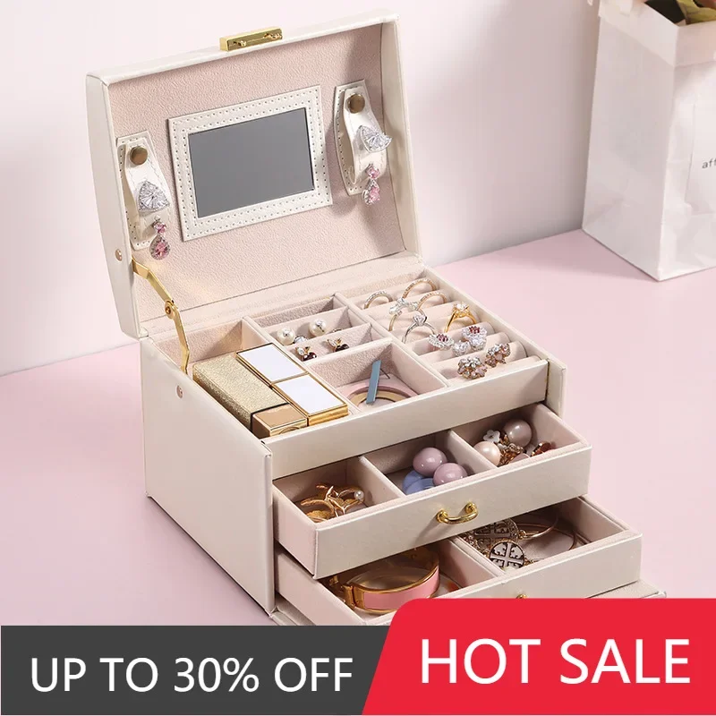 

Three-layer Large-capacity Jewelry Storage Box Portable Jewelry Storage Box Ring Earrings Household Jewelry Box