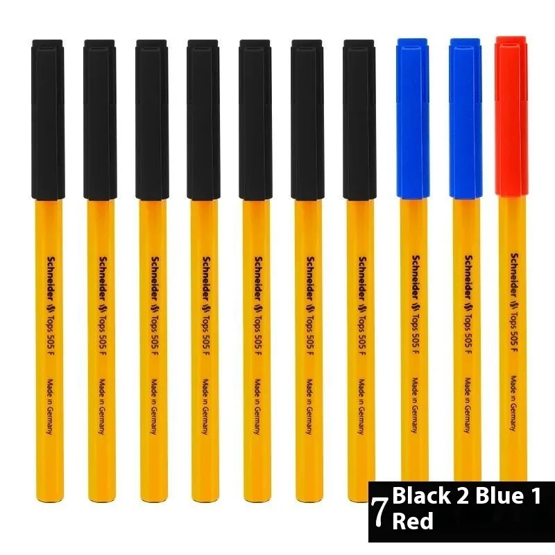 Schneider Imported German Ballpoint Pen - Ultra Smooth Steel Nib in Black, Red, and Blue Ink
