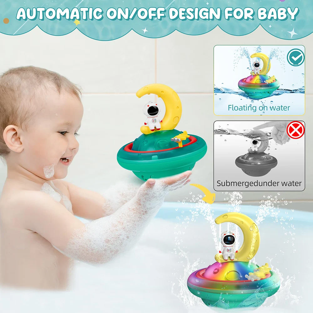 Astronaut Baby Bath Toys, Automatic Spray Water Toddler Bath Toys,  Induction Sprinkler Bathtub Toys with Light