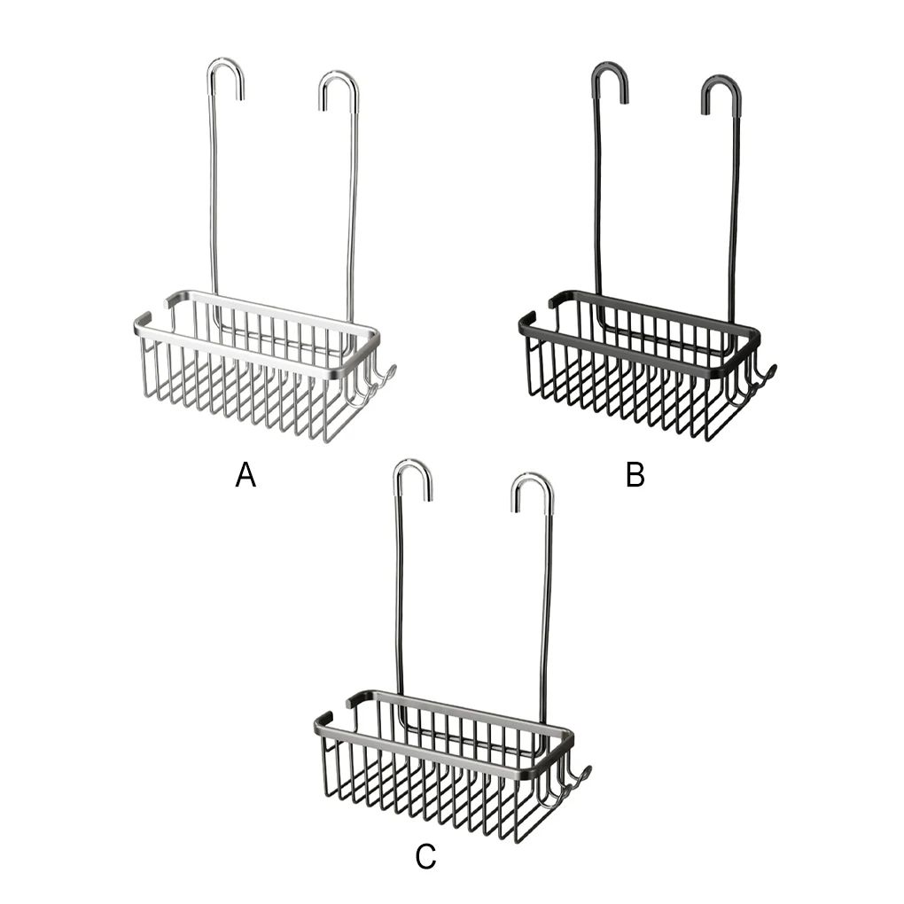 Stainless Steel Bathroom Shower Rack With Hanger Convenient And Practical Bathroom Storage Shelves Black