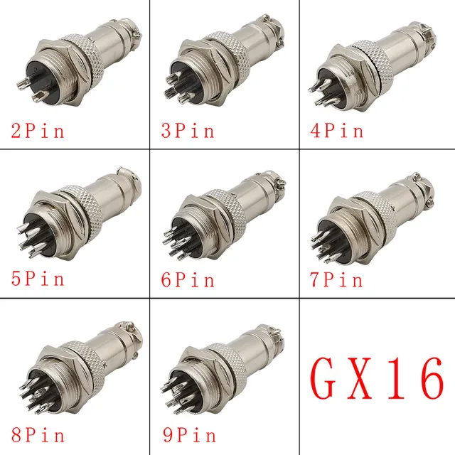 Aviation Plug Connector GX16/GX20/GX12 Aviation Connector Set - Male &amp; Female Metal Plug, 2/3/4/5/6 Pin Options GX16 GX20 GX12 Metal Panel Connector Male Female Set 2-6 Pin