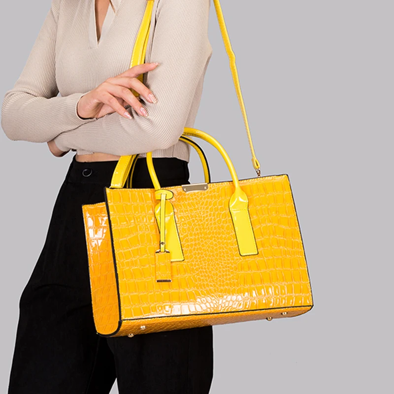 Women Leather Handbag Crocodile Pattern Shoulder Bag PU Leather Crossbody Casual Handbag Tote Bags