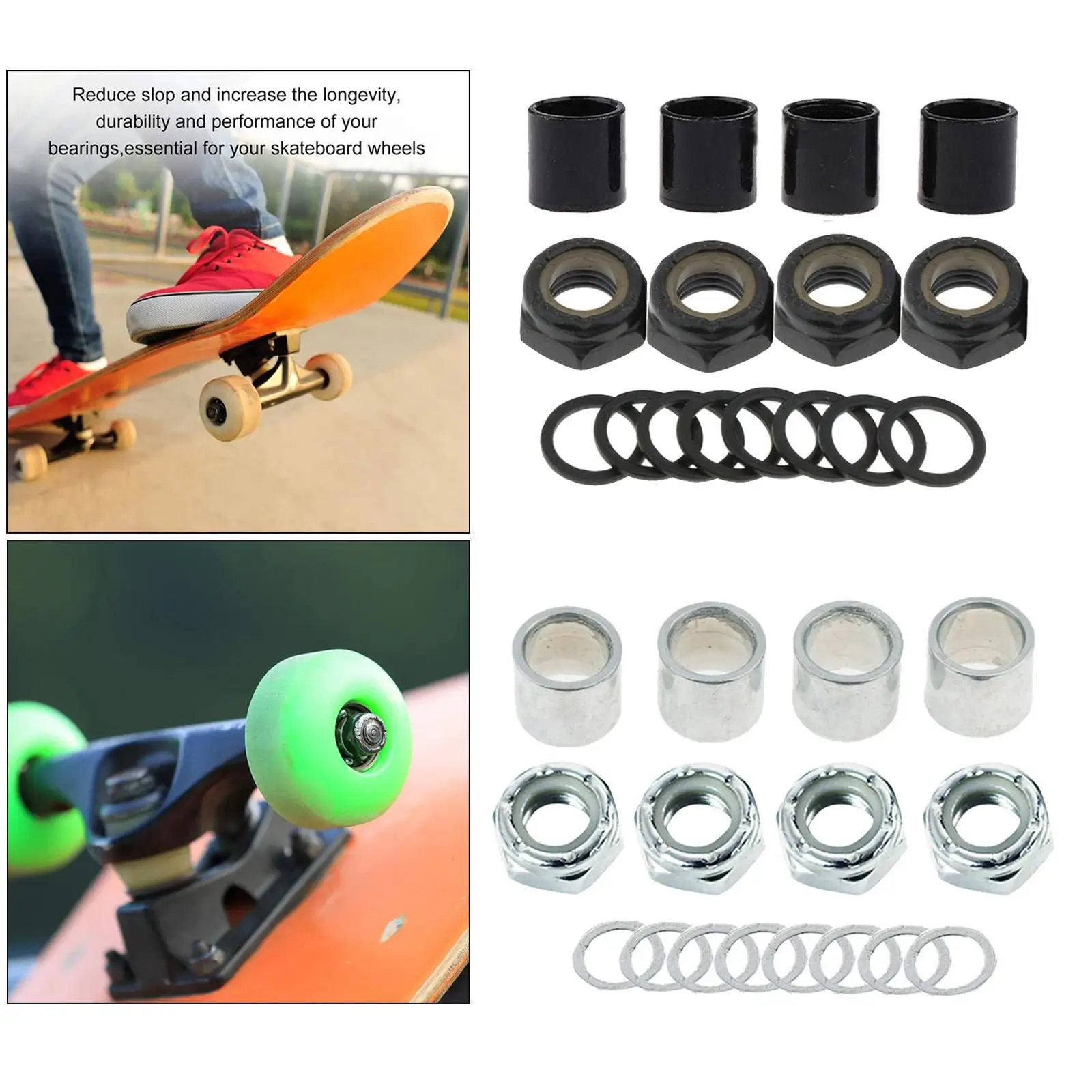 Skateboard Truck Spacers Nuts Cruiser Longboard Roller Skates Hardware