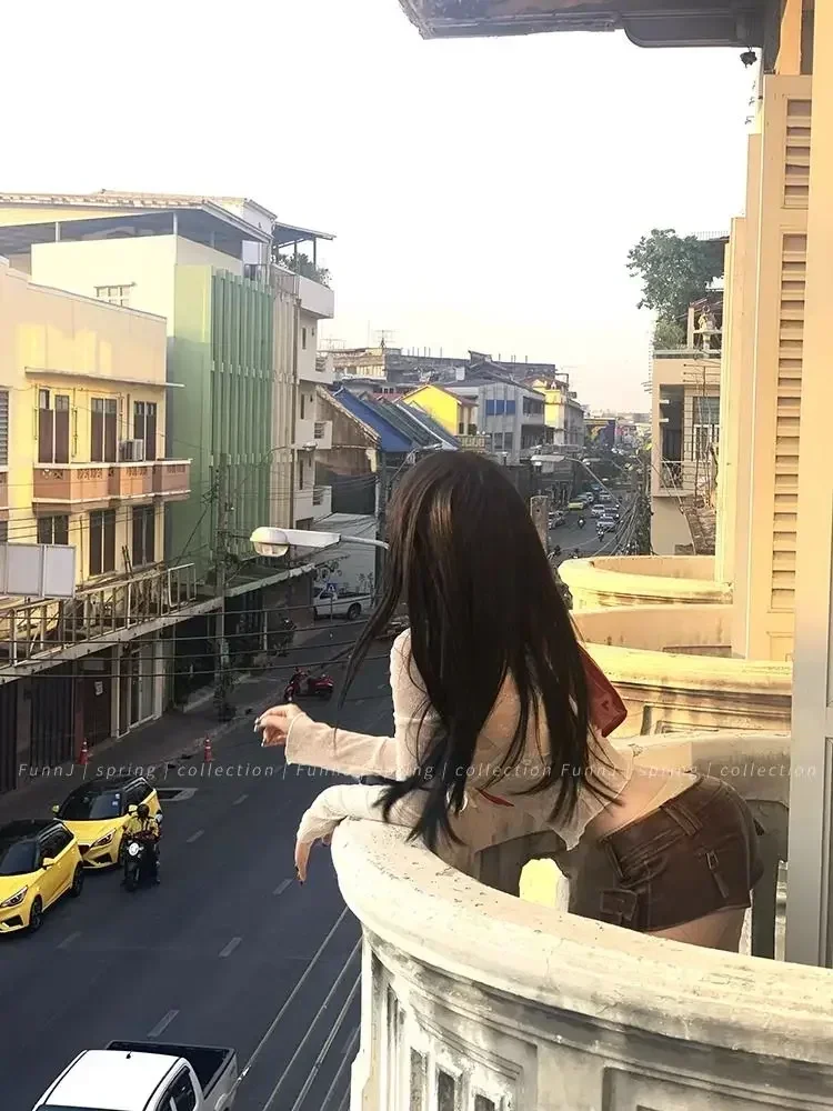 Korean Fashion Crop Top y2k Aesthetic Sweet Lace Patchwork Long Sleeve T Shirt with Bow 2000s Women Clothes Streetwear