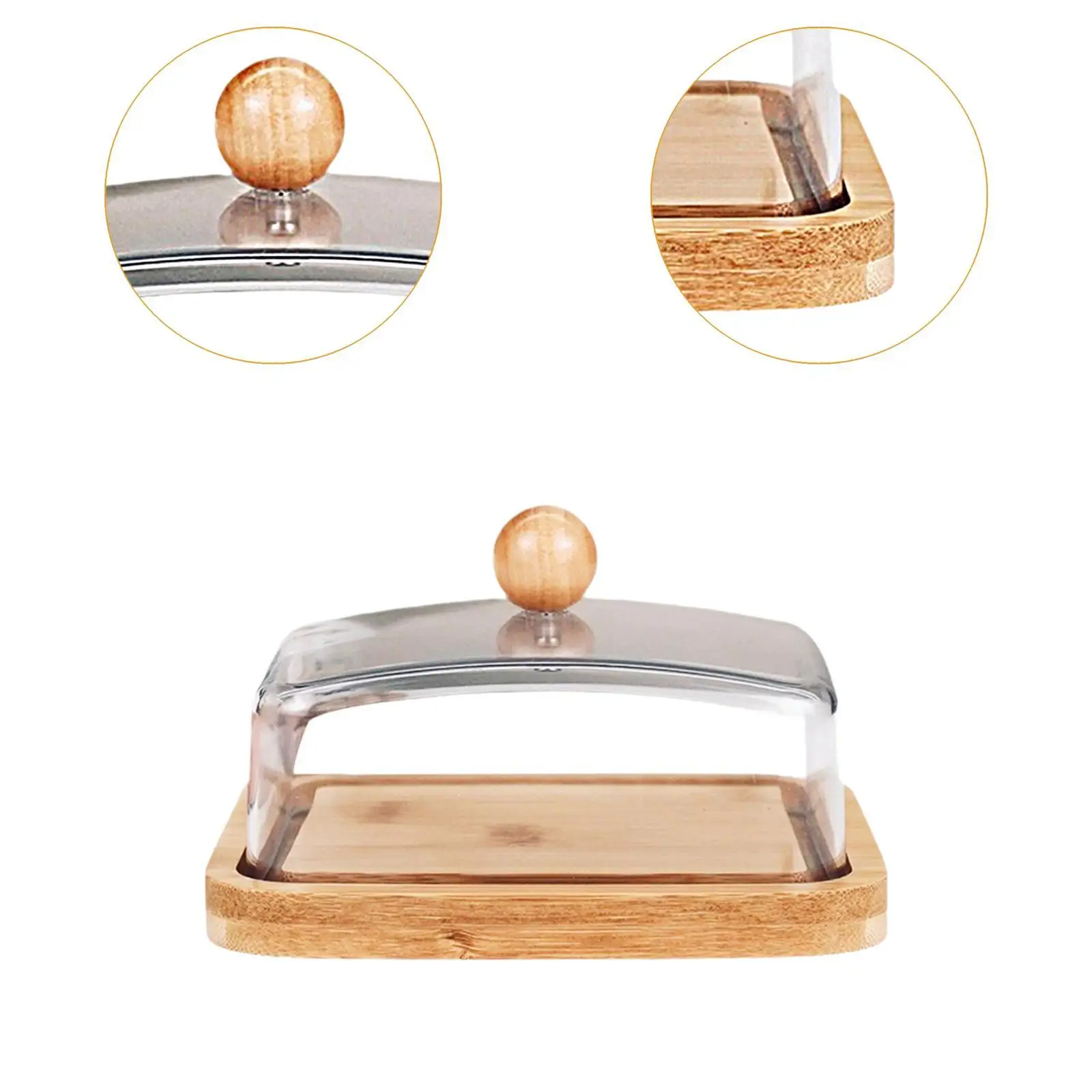 Bamboo Butter Dish with Cover Minimalist Rectangular Butter Tray Butter Container for Bar Dining Room Fridge Hotel Household