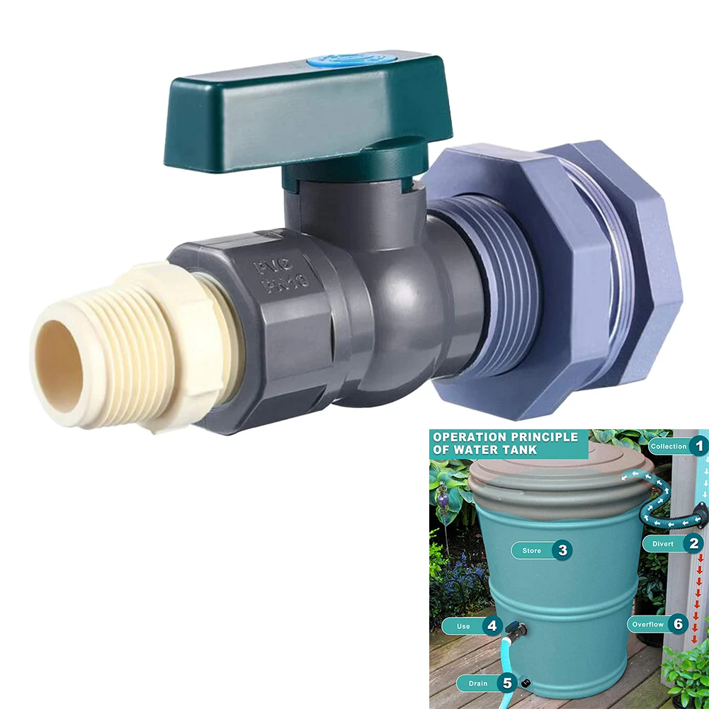 RainBarrelDiverterKitPVCWaterBarrelSpigot34FittingsBallValve