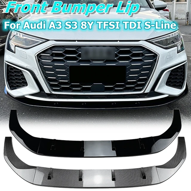 Car Front Bumper Canard Lip For Audi A3 8Y S3 2021 2022 2023 Lower Splitter  Diffuser Exterior Body Kit Tuning Trim Gloss Black - AliExpress