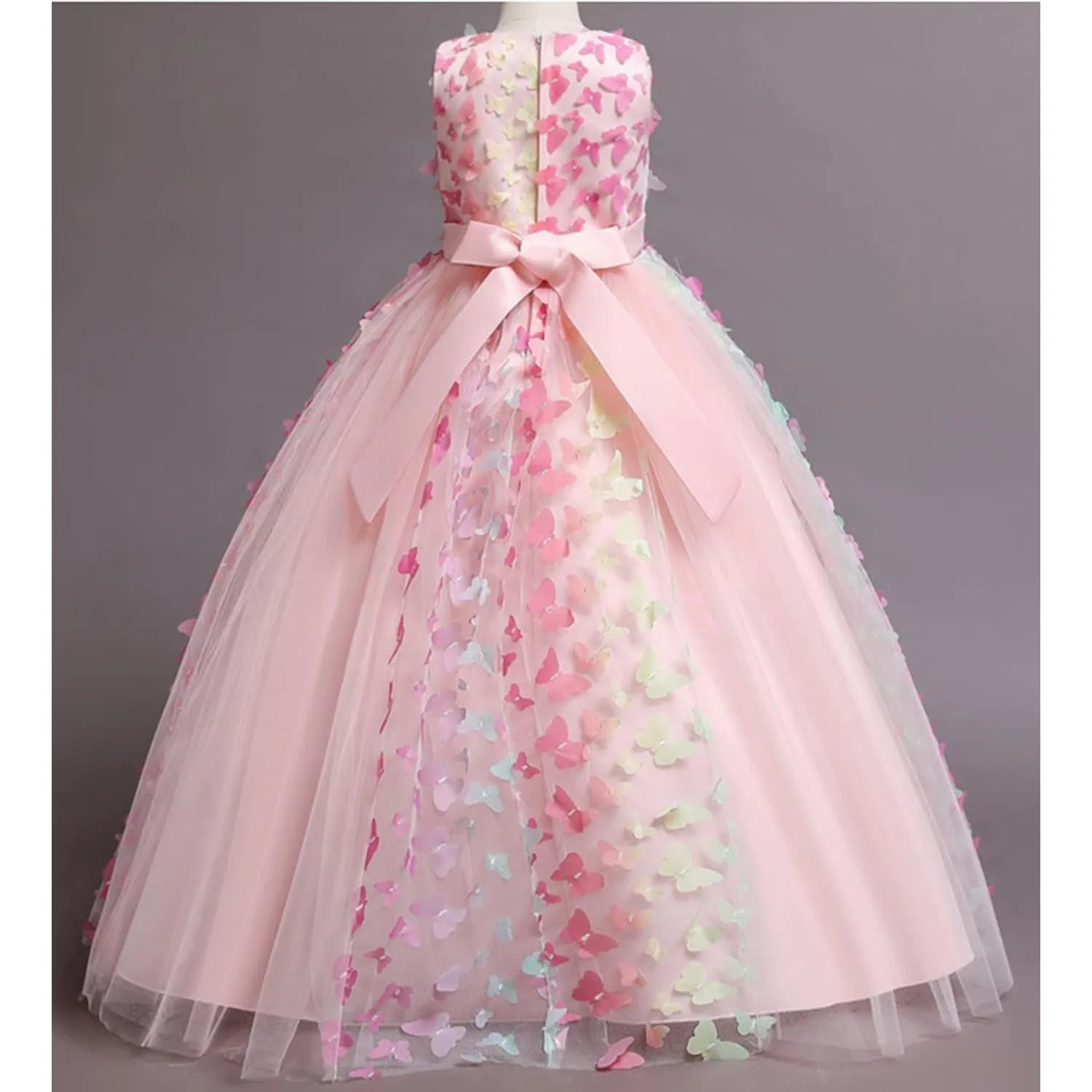 Stunning Little/Big Girls Butterfly Appliqued Flower Girl Birthday Party Pageant Formal Dress 3