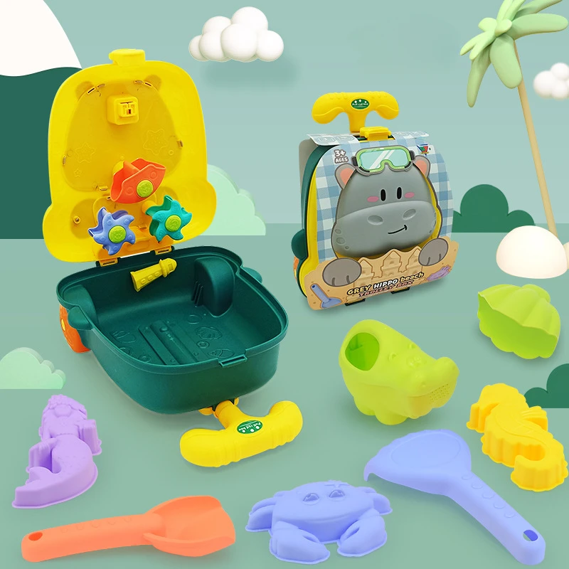 Summer Beach Sand Play Toys for Kids Luggage Toy Kit Water Toys Sand Bucket Pit Tool Outdoor Toys for Children Boy Girl Gifts 3